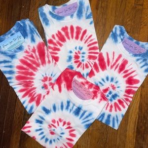 NEW Hand Dyed Red White Blue Tie Dye